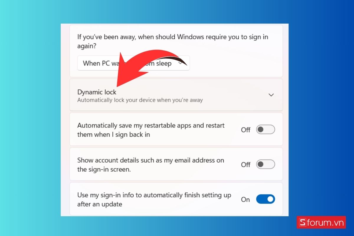 cách khóa màn hình máy tính với Dynamic Lock