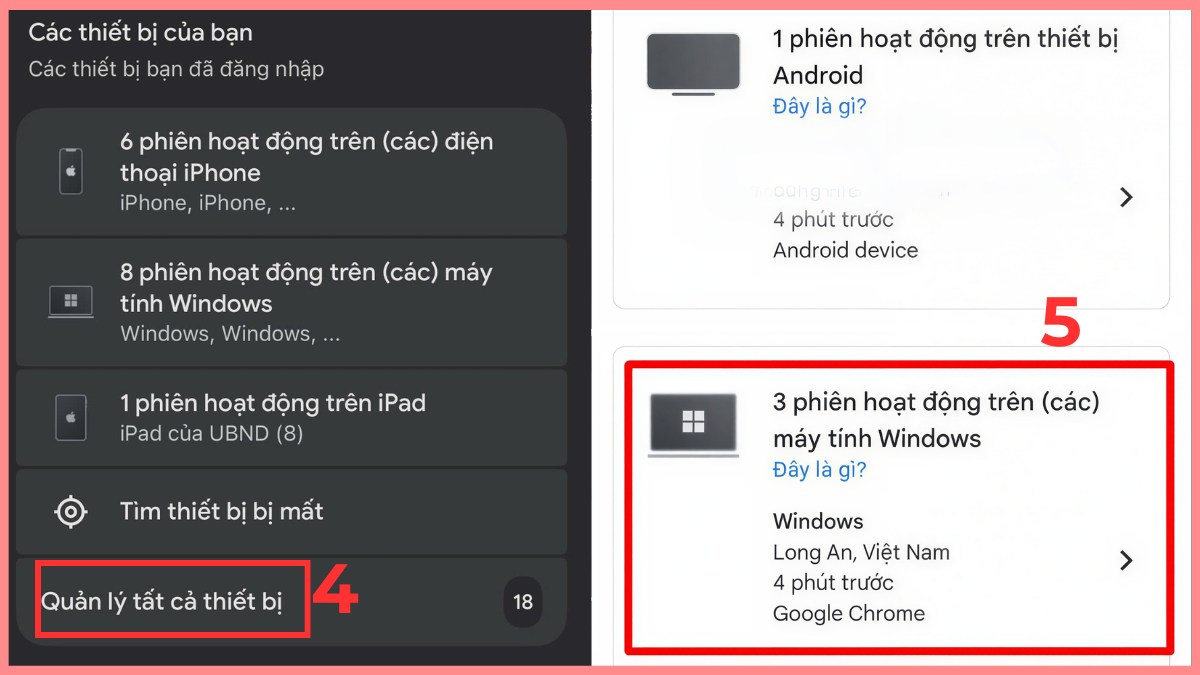 Kiểm tra thiết bị đăng nhập Google để bảo vệ dữ liệu